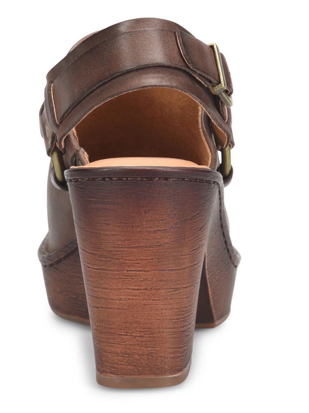 NWT Born Brown Leather Slingback Clog with Brass Ring Size 8 - Picture 5 of 14